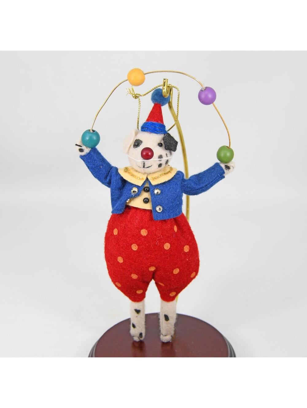 Heart Felts Midwest of Cannon Falls Circus Juggling Dog Christmas Ornament VTG